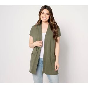 Fashion Women's Top Sweater Sz S Denim & Co. Naturals Short Sleeve Gray A643752